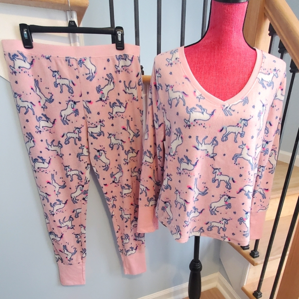 🦄 Pink Unicorn Pajama Set - Size XL - Juniors